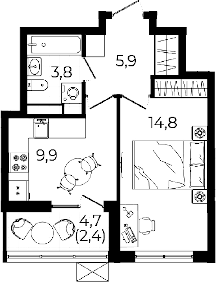 1-комнатная квартира 36.8 м², 12/12 эт., ЖК «А101 Всеволожск»